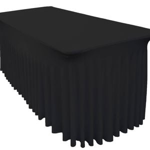 Just Party Linen Black Rectangular Spandex Tablecloth with Inbuilt Skirt - 6 Ft (183cm)