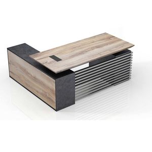 Modern Furniture PHOENIX Executive Desk with Right Return 1.8M -Warm Oak & Black