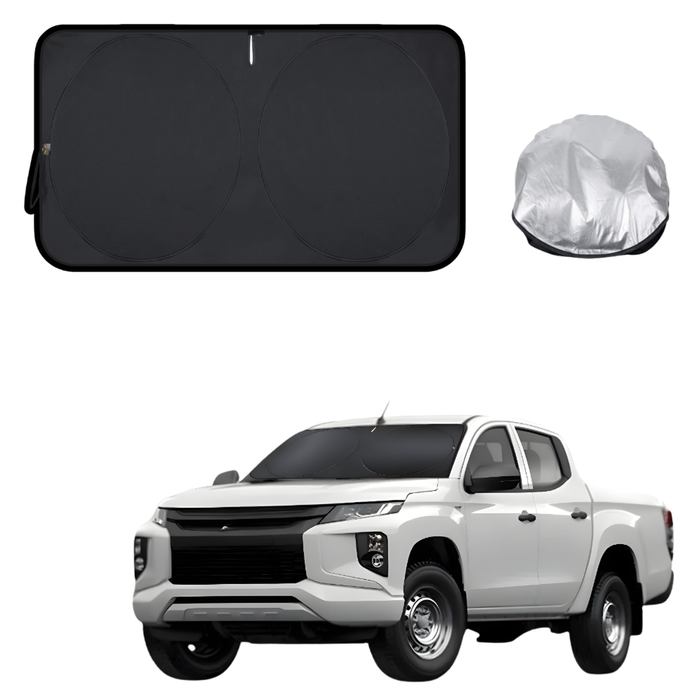 Front Windscreen Sun Shade for Mitsubishi Triton Double Cab 1996 - 2006 (MK) - Standard 150 x 85 cm - Black