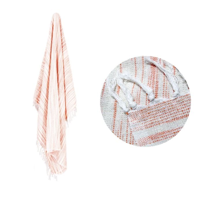 Bloomington 100% Cotton Fringe Throw Rug 125 x 150 cm Kylie Peach