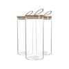 Argon Tableware Glass Storage Jars with Wooden Lids - Leather Loop - 1.5 Litre - Pack of 3