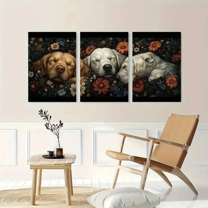 3pcs Featuring Wacky Dog Art  Print 100% Australian Made 3 x 40x60cm (Metal Print)