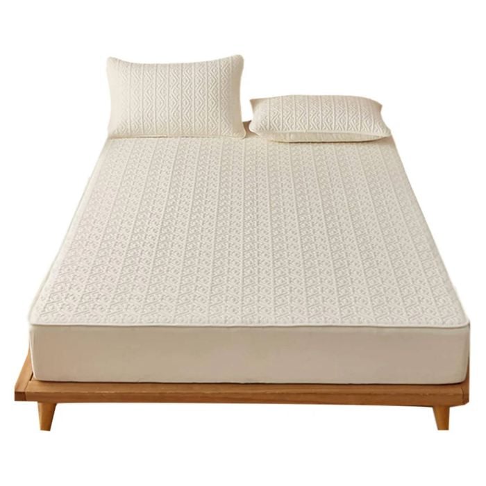 Anycozy Mattress Cover Beige 180x200cm Pure Cotton Soft Quilted Bed Sheet Anti-bacterial Protector Cover