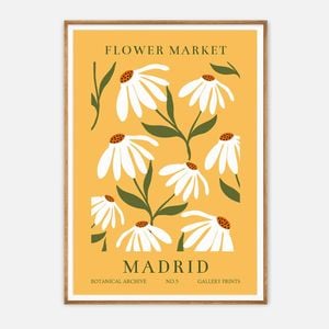 Galrie Charming Floral Art Print from Flower Market Madrid Botanical Archive No.5, Wood Frame, 50 x 70cm (20 x 28inch)