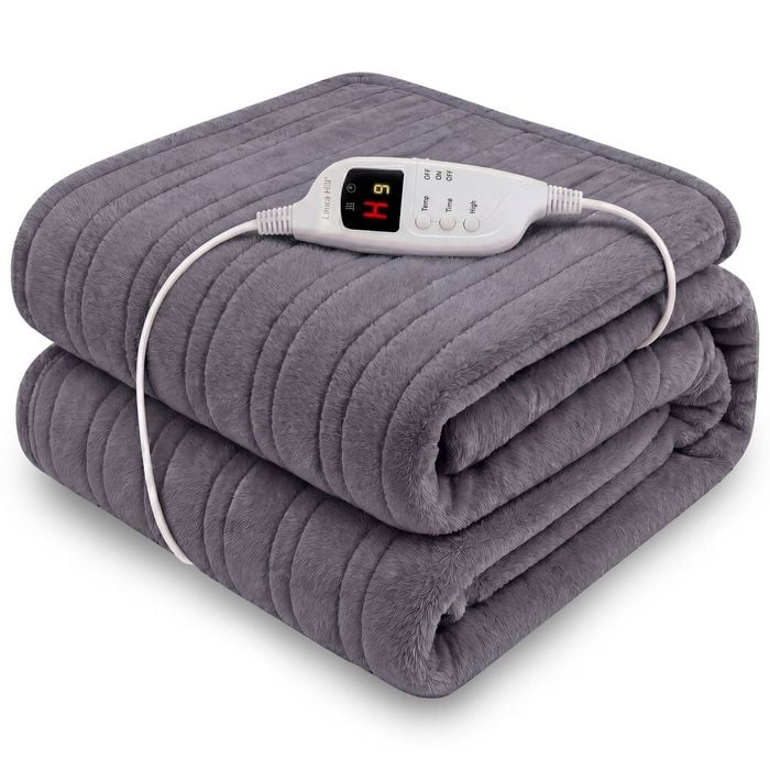 Laura Hill Heated Electric Blanket Throw Rug Coral Warm Fleece Winter Grey