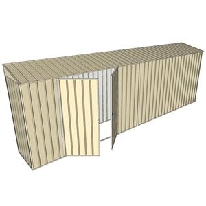 Build-a-Shed 0.8 x 6 x 2m Skillion Shed with Double Hinged Side Doors - Cream