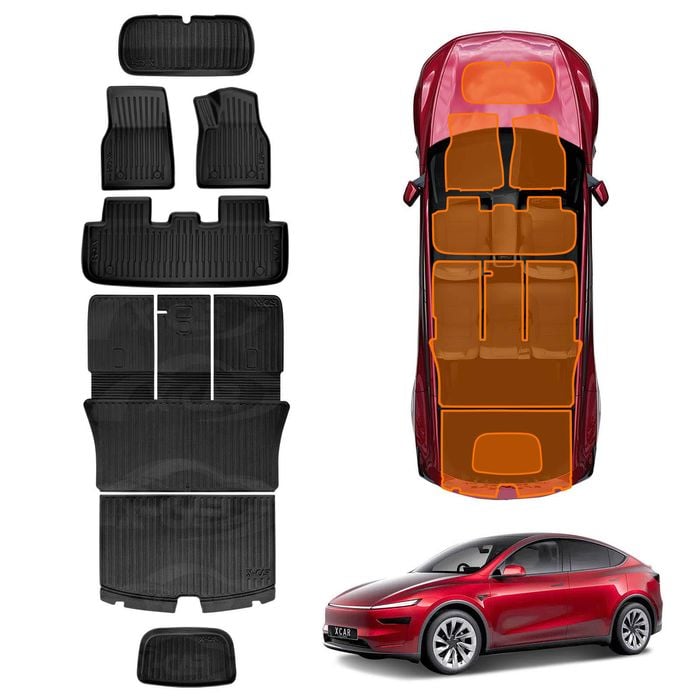 2-In-1 Boot Liners Floor Mats Set for Tesla Model Y Juniper 2025-Onwards All Weather Front Toolbox Cargo Trunk Interior Cover