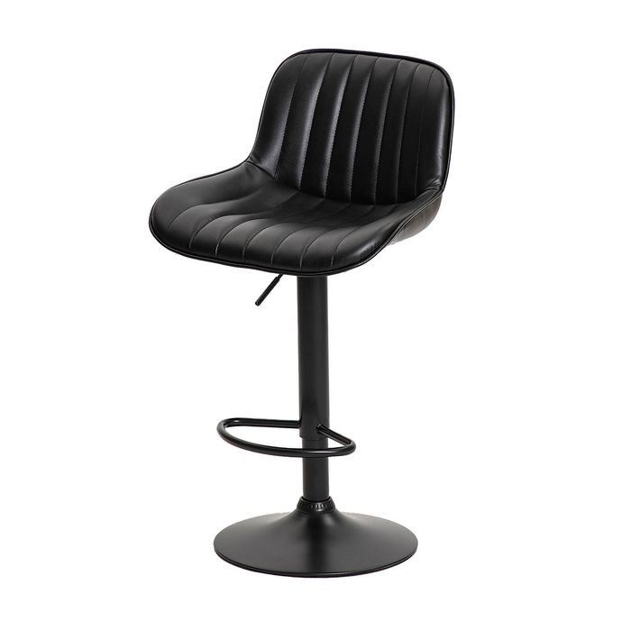 Urban Style Frank Bar Stools Gas Lift Black Metal Black Pu Pair