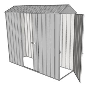 Build-a-Shed 0.8 x 2.3 x 2.1m Gable Single Hinged Door Shed with Single Sliding Side Door - Zinc
