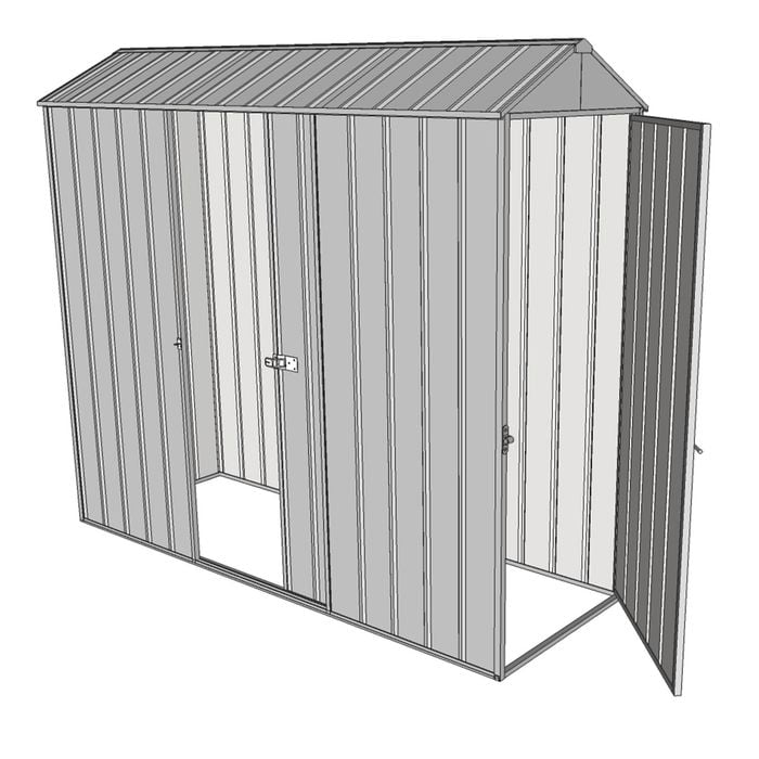 Build-a-Shed 0.8 x 2.3 x 2.1m Gable Single Hinged Door Shed with Single Sliding Side Door - Zinc