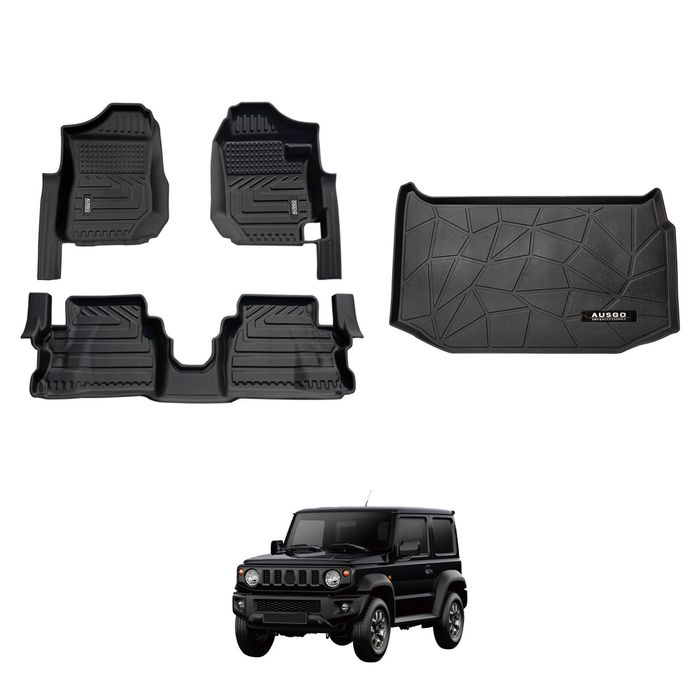 AUSGO Floor Mats & Boot Liner Set for Suzuki Jimny 3-Door Manual Transmission 2018-Onwards Car Floor Liners Cargo Mat
