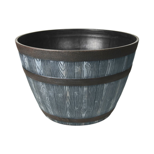 Eden 56cm Grey and Bronze Whiskey Half Barrel Planter