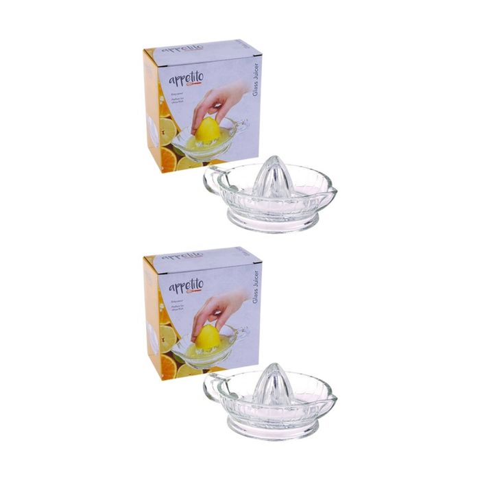 2x Appetito Glass Citrus Juicer High Quality and Durable For All Fruits - Clear