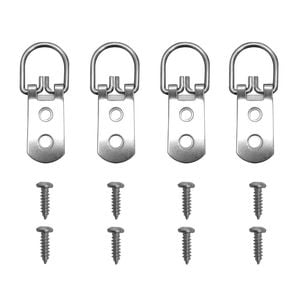Everhang 15kg Zinc Plated Heavy-Duty Picture Hanging D-Ring - 4 Pack