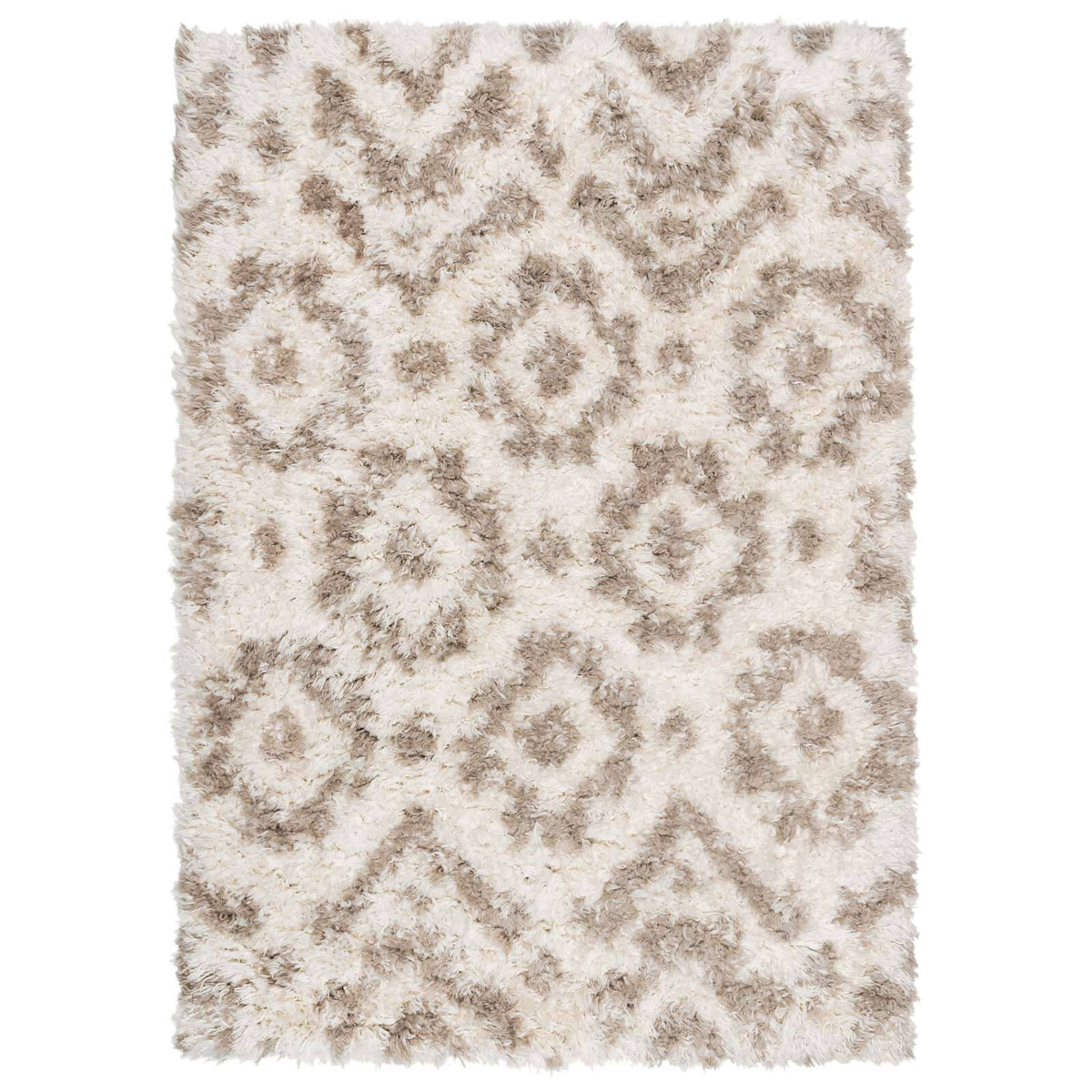 Loopsie-290cm X 200cm-zinda Cream And Beige Tribal Shag Rug - Bunnings ...