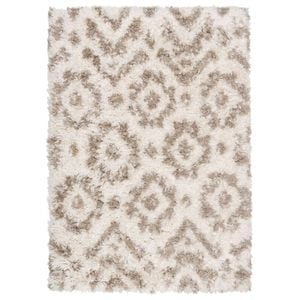 Loopsie-290cm X 200cm-zinda Cream And Beige Tribal Shag Rug