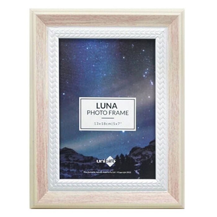 Unigift Luna Cream Trim Border Glass Picture Photo Frame 13x18cm Pink