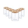 Argon Tableware 6 Piece Glass Jar With Wooden Lid Storage Container Set - Round Scandinavian Style Canister - 750ml