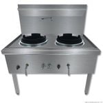 GasMax Stainless Steel Waterless Nature Gas Double Wok Chimney Burner  - Woks (WW-2NC)