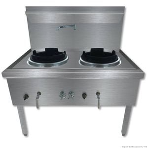 Gasmax Stainless Steel Waterless Nature Gas Double Wok Chimney Burner  - Woks (ww-2nc)