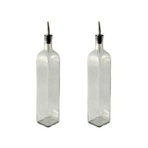 Argon Tableware Square Olive Oil / Vinegar Bottle With Tapor Pourer - 500ml - Pack Of 2