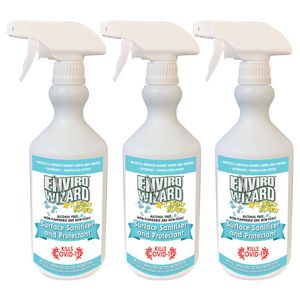 3x Enviro Wizard 750ml Surface Sanitiser Cleaner Kills 99.99% Germs/Bacteria