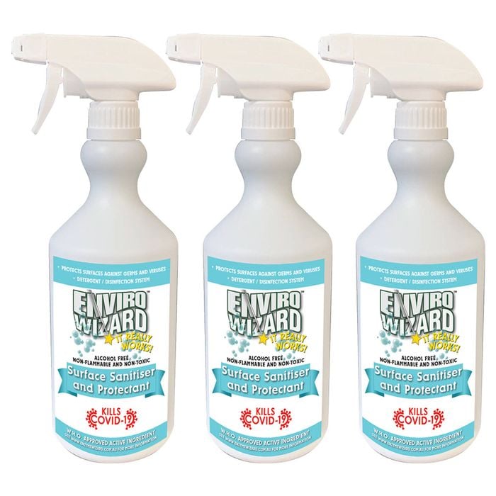 3x Enviro Wizard 750ml Surface Sanitiser Cleaner Kills 99.99% Germs/Bacteria