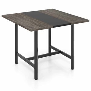 Costway Metal Office Desk Thick Top Conference Table Writing Dining Grey