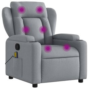 vidaXL Massage Recliner Chair Single Sofa Armchair Living Room Light Grey Fabric