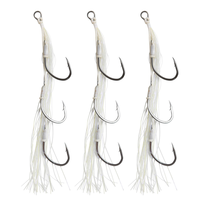 Vexed Flashy Triple Bait Assist Fishing Hook 1/0 White Glow