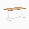 Desky Dual Sit to Stand Teak Hardwood Desk 150x75cm White Frame