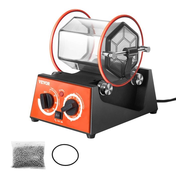 VEVOR Jewelry Polisher Tumbler Orange+Black with 0-60 Minutes Timer for Surface