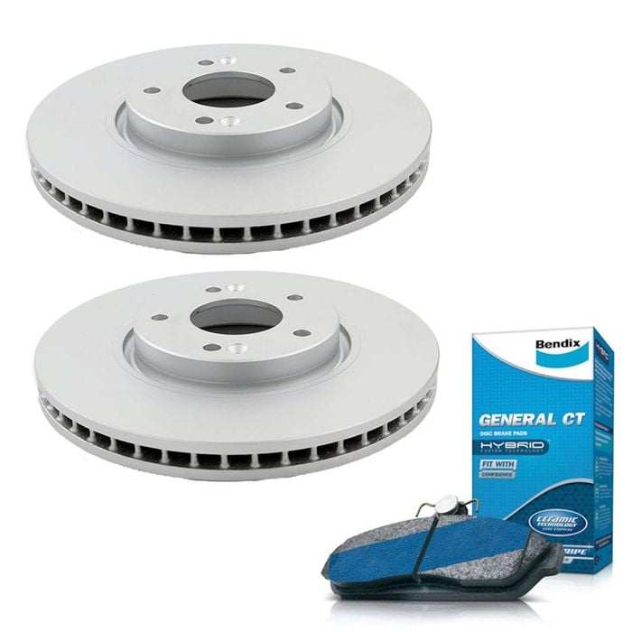Basco Front Rotors + Bendix Brake Pads for Kia Sportage KM 300mm DB1504 -BRK1026-BDX