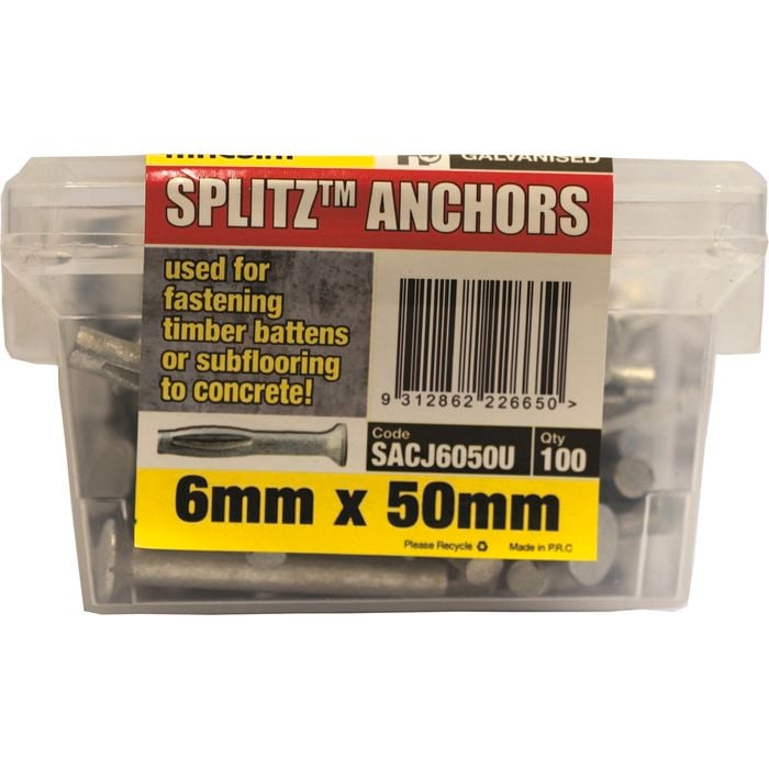 Macsim 50mm Masonry Splitz Anchor Gal - 100 Pack
