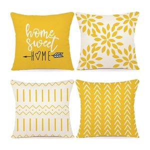 Catzon 4 Pcs Modern Throw Pillow Covers Geometric Flower Pattern for Couch