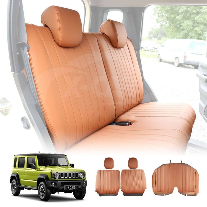 Rear Seat Covers for Suzuki Jimny XL 5-Door 2023-Onwards Khaki Premium Vintage PU Leather Interior