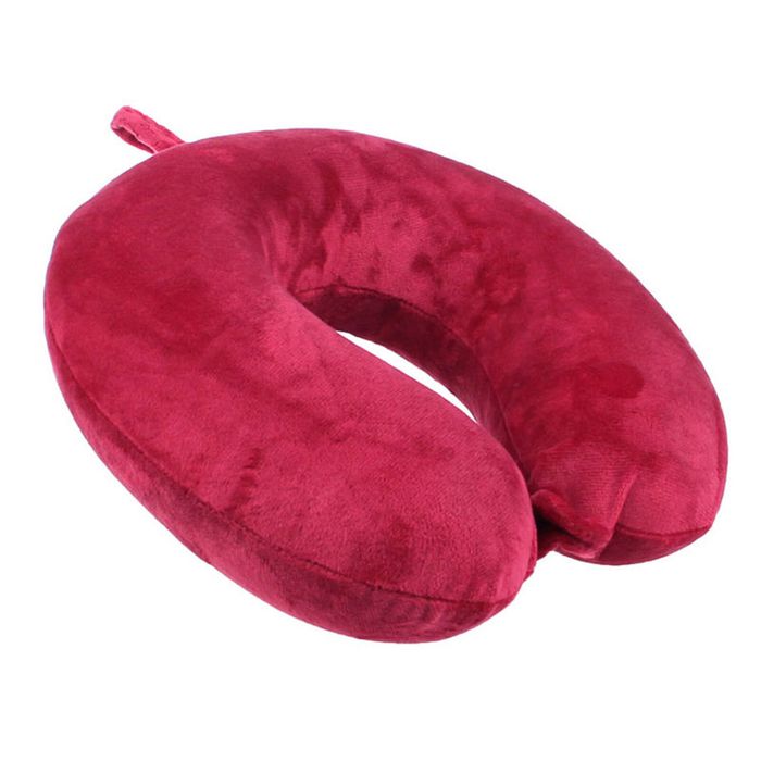 Catzon Travel Pillow Memory Foam Lightweight Portable Headrest-Wine Red