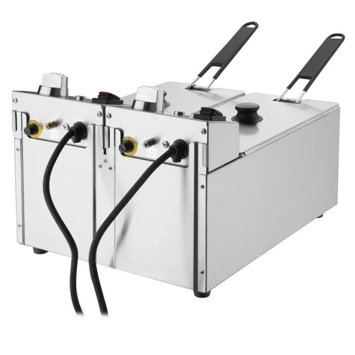 Apuro Twin Tank Twin Basket 2x3ltr Countertop Fryer 2x2kw - Cu615-a