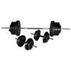 vidaXL Barbell + 2 Dumbbell Set 60.5kg Home Gym sports Exercise Adjustable