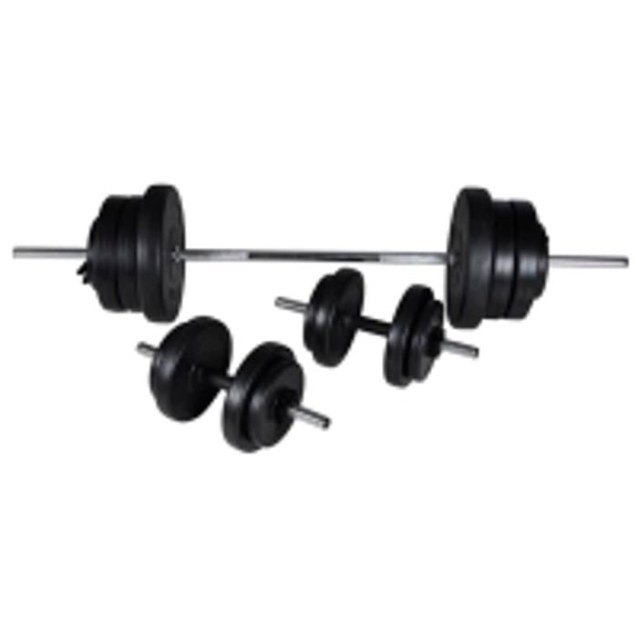 vidaXL Barbell + 2 Dumbbell Set 60.5kg Home Gym sports Exercise Adjustable