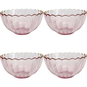 4PK LVD Glass Bowl Decorative Home/Dining Tableware Medium Plum/Gold