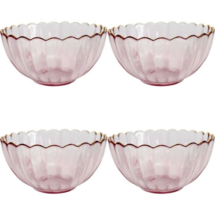 4PK LVD Glass Bowl Decorative Home/Dining Tableware Medium Plum/Gold