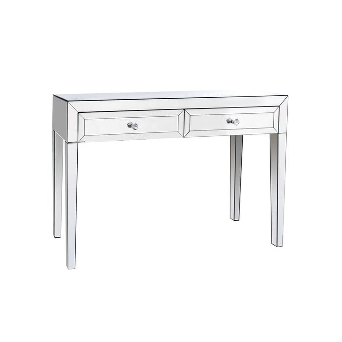 Hall Table Silver Mirror Two Drawers Sparkling Handle
