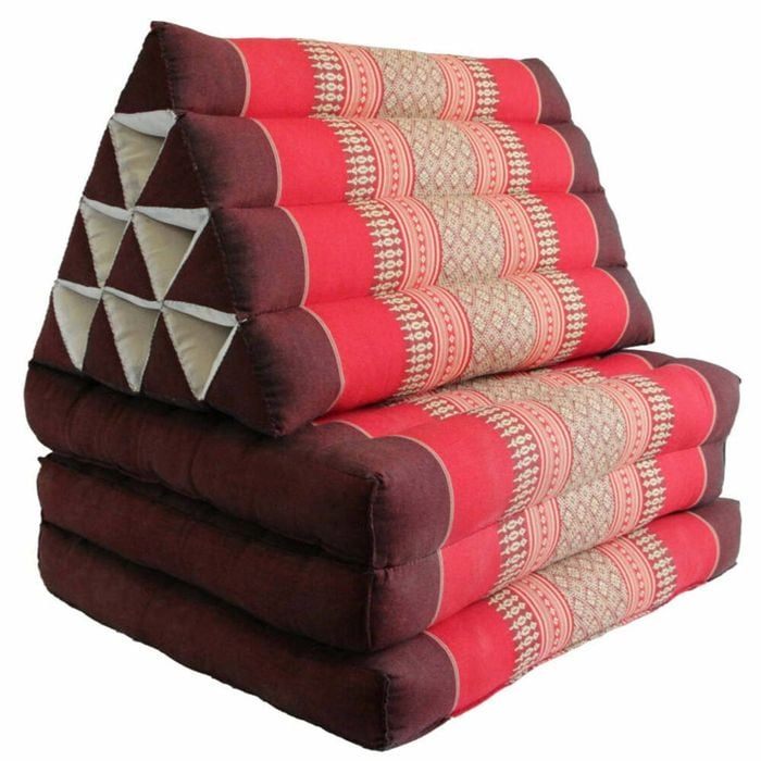 Large Thai Triangle Pillow - 3 Fold Floor Cushion | Handmade Thai Lounge Mat & Backrest | 100% Kapok Filled