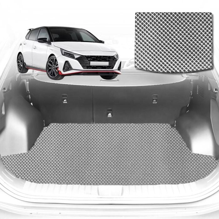 6D Diamond Car Boot Mat for Hyundai i20 N (BC3/BI3)2020-Current-Hatch-Cargo Mat-Grey-Outback GT
