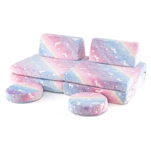 Costway 6pcs Modular Play Sofa Set Glow In The Dark Couch Flannel - Colorful
