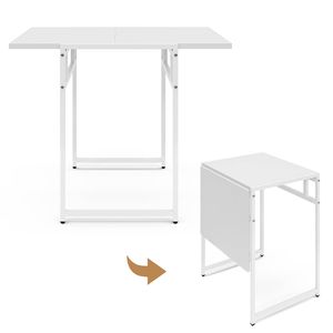 Ufuriture Foldable Drop Leaf Dining Table Small Compact Office Desk Coffee Table Side Table White