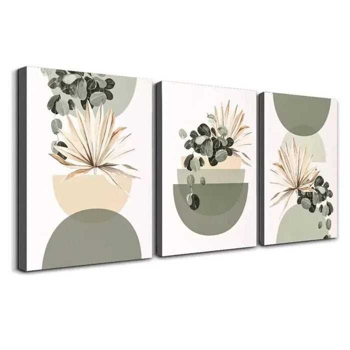 3 Set of Modern Botanical & Geometric Art  Print 100% Australian Made 3 x 60x90cm  (Stretched)