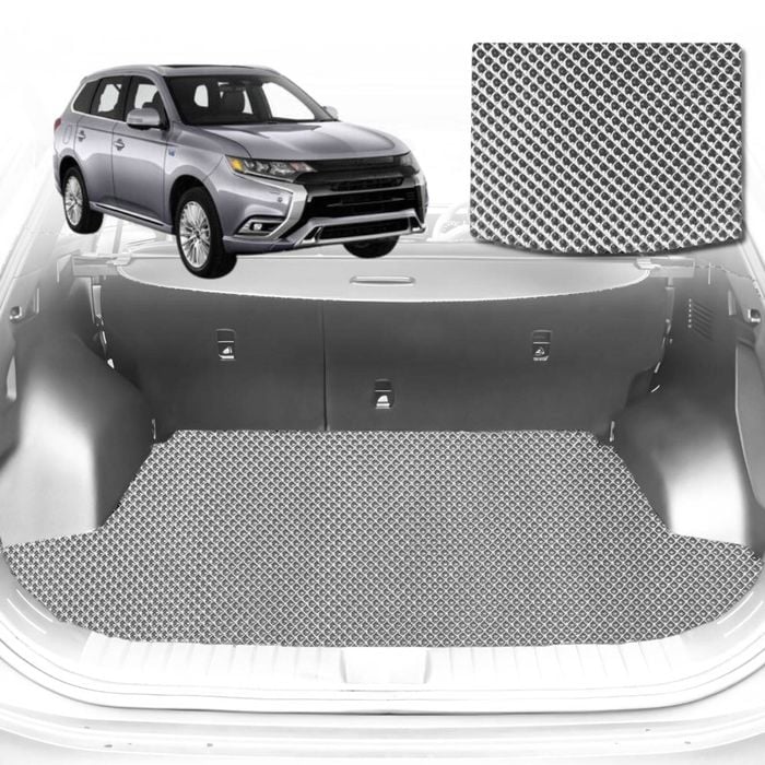6D Diamond Car Boot Mat for Mitsubishi Outlander (ZJ/ZK/ZL)2018-2021-Cargo Mat-Grey-Outback GT