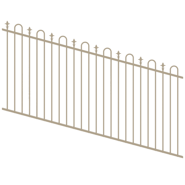 ProtectorAl 1201-2400W x 1200H Paperbark Loop & Spear Top Pool Fence Panel Raked Up to 15º
